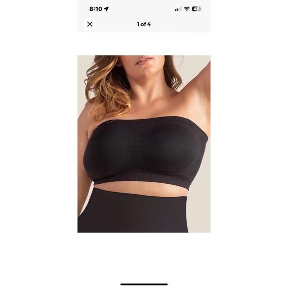 Truekind Bandeau Bra Large Black Convertible Strapless Wireless Seamless New - Picture 1 of 6